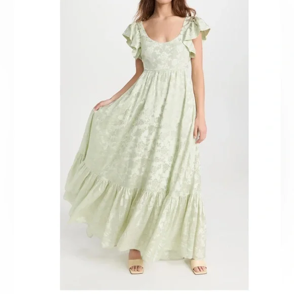 green emerald velvet dress By Timo - Floral pattern midi-dress with cut-out detail